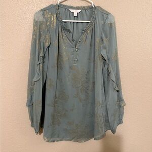 LC Lauren Conrad Gold Floral Blouse